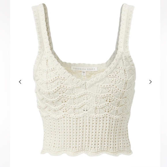 Veronica Beard Oswald Crochet Knit Cream Top - Picture 3 of 7
